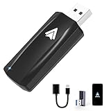 MSXTTLY Android Auto Wireless Adapter, 2024 U2A-AIR Wireless Android Auto Stick für Autos mit Werksverkabelte AA, Kabellos A2A, Plug & Play, Kompatibel mit Handys Android 11-14, Schw