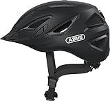 ABUS Stadthelm Urban-I 3.0 - Fahrradhelm mit Rücklicht, Schirm und Magnetverschluss - für Damen und Herren - Schwarz Matt, Größe L