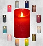 LED Echtwachskerze Kerze Farbauswahl Timer flackernde Wachskerze Kerzen Batterie, Farbe:Rot, Größe:10