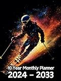 Oil Painted Abstract Skiing 10 Year Monthly Planner 2024-2033: Large 120 Month Calendar | Sunday to Saturday with USA Federal Holidays | For Back To ... Winter Sport Lovers | 8.5 x 11 Inches | v7