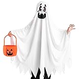 ZeYou Geist Geister umhang Kinder kostüm, Halloween Kostüm,Kinderkostüm Geisterumhang Geist Halloween Kostüm,Weiß Ghost Umhang,Halloween Cosplay