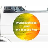 INDIGOS UG® Aufkleber rund - mit Wunschtext - Wunschmotiv - Foto - Schrift - Domain Beschriftung Schriftzug - bis 120 cm - Name Schriftzug Namensaufkleber Sticker selbst gestalten Autoaufkleb