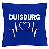 VIMAVERTRIEB® Kissenbezug Duisburg - Herzschlag - Druck: weiß - Kissen Bezug Fußball Fanartikel Fanshop - b