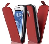Cadorabo Hülle für Samsung Galaxy S3 / S3 NEO in Chili ROT - Handyhülle im Flip Design aus glattem Kunstleder - Case Cover Schutzhülle Etui Tasche Book Klapp Sty