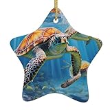 Sea Turtles Premium Keramik Stern Ornament Weihnachten Keramik Ornament für Festliche und Party Dek