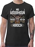 T-Shirt Herren - Kompatibel mit Oktoberfest - MEI Lederhosn trogt no da Hirsch - weiß braun - 5XL - Schwarz - trachtenshirt Shirt trachtenshirt+Herren Tshirt bayrische sprüche Trachten - L190
