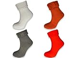 Damen Merinowolle Socken Winter Warm Wandern Dicke Thermo Cozy Boot Crew Bequeme Socken 4 Paar, Rot, Orange, Weiß, Grau, 37-42 EU