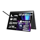 2024 LG Gram Pro 16 Zoll 2in1 Notebook - 1399g Intel Core Ultra7 Laptop (16GB RAM, 1TB Dual SSD, 20,5h Akkulaufzeit, OLED Touch Panel, LG Stylus Pen, Win 11 Home) - Schw