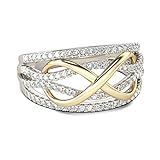 Elegante Accessoires Ring Mode Ms Vergoldung Zweifarbiger Ehering, Gold, 6#, Größe: 8#, Farbe: Gold (Color : Gold, Size : 7#)