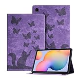 Ausblin Geprägte Samsung Galaxy S6 Lite Hülle P610, Schmetterlings und Katzen Themen Retro PU Leder Tablet Hülle für Samsung Galaxy Tab S6 Lite (2020/2022) 10.4' / P610, L