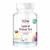 L-Lysin & Grüner Tee Extrakt - 100 vegane Kapseln, 400mg / 200 mg, Polyphenole und EGCG, Großpackung für 100 Tage | Qualität aus Deutschland von ViVe Supp