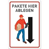 Paket Ablageort Schild (30 x 20 cm Kunststoff) - Ablageort für Zustellung Kennzeichnung - Paketbox Schild - Abstellgenehmigung