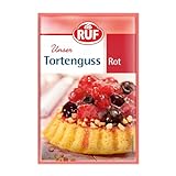RUF Tortenguss rot, für Obstkuchen mit roten Früchten, ohne tierische Gelatine, zuckerfrei, einfache Zubereitung mit heißem Wasser, glutenfrei, 28er Pack (28x3x12g)