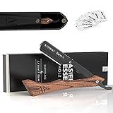 Anthony Brown® Rasiermesser Holz in Schwarz oder Silber - einzigartiger Klingenkopf für mehr Präzision - mit Wechselklingen und Etui - Rasiermesser Set… (Schwarz)