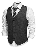COOFANDY Herren Anzug Westen Slim fit Elegant Hochzeit Anzugweste Klassische Casual Businessweste Formelle Smoking Westen mit Taschen Schwarz M