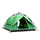 Hydraulisches automatisches Pop-up-Zelt, Doppellagiges Campingzelt, Campingzelt für 3–4 Personen, Gute Stabilität, für Camping im Freien, 215 x 215 x 135 cm, grü
