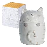 SPOTTED DOG GIFT COMPANY - Keksdose Vorratsdose in Katzen-Form - Aufbewahrungsdose aus Keramik - Geschenk für Katzenliebhaber - Weiß