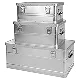 ONVAYA Alubox 3er Set stapelbar | Alukisten mit Deckel | Transportkiste | Aluminiumkiste | Aluminiumbox