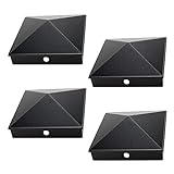 Bitray Aluminium-Pyramiden-Pfostenkappen, passend für echte 8,9 x 8,9 cm Holzpfostenkappen für Zaunpfosten (schwarz, 4 Stück)