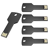 USB Stick 32GB Schlüsselform Speicherstick 5 Stück Uflatek USB 2.0 Flash Drive Schwarz Metall Flash Laufwerk Kreativ Wasserdicht Memory Stick Schlüssel Datenspeicher Geschenk für Geschenk 5