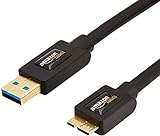 Amazon Basics USB-3.0-Kabel, Type A-Male auf Micro B, mit vergoldeten Anschlüssen, Kompatibel mit Drucker, 1.8 Meter, Schw