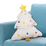 Yatlouba Weihnachtsbaum-Wurfskissen, 50cm einzigartiges baumförmiges Plüschkissen-Stofftier mit Sternaufsatz, Bequeme Kissen-Überwurfkissen für Weihnachten, Sofa-Couch-Bett-Dek