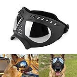 NAMSAN Hundebrille UV Wasserdicht Winddicht Einstellbar Hunde Sonnenbrille Mode Hunde Schutzbrille für Mittel Große Hunde-Schw