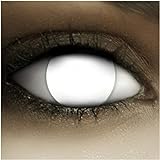 FXCONTACTS Farbige Kontaktlinsen Halloween weiß BLIND WHITE + Tattoos, 2 Stück (1 Paar), Ohne Sehstärke, leicht einzusetzende weiße Linsen, Nur 60% Sehvermögen - 2 x farbig weisse Kontak