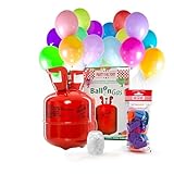 Helium Ballongas für 20 Ballons inkl. Ballons | Heliumflasche 140L Gasfüllung Folienballons Luftballons | Party H