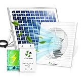EcoCalm Solar Ventilator Outdoor mit Solar Powerbank, Wasserdichter Solar Lüfter mit Solarpanel 12V und Kabel 4,5M, Gewächshaus Zubehör für Gartenhaus, Hühnerstall, Camping (200mm)