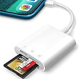 SD Kartenleser für iPhone iPad, Oliveria Trail Game Kamera 2 in 1 mit Dual Slot für Micro SD/SD, Fotografie Speicherkartenadapter, gleichzeitiges Laden , Plug and Play