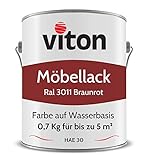 Viton Möbellack - 0,7 Kg - Seidenmatt Schwedenrot/Braunrot - Möbelfarbe auf Wasserbasis - RAL 3011 B