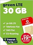 freenet green LTE 30 GB – Handyvertrag im Vodafone Netz mit Internet Flat, Flat Telefonie und SMS, VoLTE, WiFi-Calling und EU-Roaming – In alle deutschen Netze – 24 Monate Vertrag