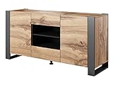 Furniture24 Kommode Wood Sideboard 164 cm mit 2 Türen 2 Schubladen Wotan E