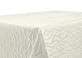 BEAUTEX Tischdecke Damast Streifen - Bügelfreies Tischtuch - Fleckabweisende, Pflegeleichte Tischwäsche - Tafeltuch, Oval 160x220 cm, Champag