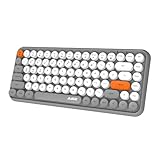 Hoopond Kabellose Bluetooth-Tastatur, Niedliche Mini-Kompakttastatur mit 84 Tasten, 2,4 GHz kabellose Bluetooth-Verbindungstechnologie, ABS-Retro-runde Tastenkappe, Ergonomisches Design (Grau)