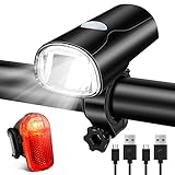 LED Fahrradlicht Set, Fahrradlampe Fahrradbeleuchtung STVZO Zugelassen Wasserdicht USB-Aufladung Fahrrad Licht Bike Light mit Frontlichter und Rücklicht, für Kinder und Erw