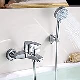 Auralum Badewannenarmatur mit Handbrause, Klassisch Badewannen Amaturen Set mit 5 Funktionen für Badewanne und B