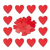 TAIYOU 60 Stück Rote Holzherzen Wooden Hearts 4.8cm Holzherzen Streudeko Holz Herz Verschönerungen Holzscheiben Deko zum Basteln für Tischdeko DIY Handwerk Verzierung