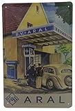 Retro Tankstellen Oldtimer Blechschild passend für ARAL Fans - Vintage Werbeschild, Garagen, Werkstatt Deko Schild geprägt, 30 x 20