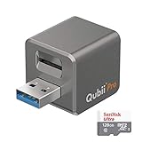 MAKTAR Qubii Pro USB-A Flash-Laufwerk mit MicroSD Karte 128GB, Automatische Backup während des Ladevorgangs, MFi Zertifiziert Foto-Stick Kompatibel mit iPhone/iPad (Space Grau)
