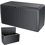 KESSER® Auflagenbox 290 Liter Mit Rollen Griffe 100 kg belastbar Smart Click System Truhe Gartenbox Kissenbox
