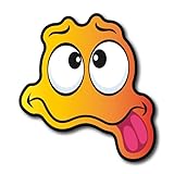 Emoji Zunge strecken Aufkleber Gesicht Sticker frech Verkehr vorlaut laminiert Emoji Gesicht | Größe 10x9,5cm ('M')