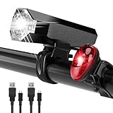 LED Fahrradlicht Set Wiederaufladbare, STVZO Zugelassen Fahrradlicht Fahrradlichter Fahrradlampe Set Wasserdicht und USB-Aufladung Fahrrad Licht mit Frontlichter & Rücklicht Fahrradbeleuchtung
