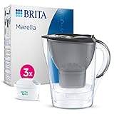 BRITA Wasserfilter-Kanne Marella graphit (2,4l) inkl. 3x MAXTRA PRO All-in-1 Kartusche – Filter zur Reduzierung von Kalk, Chlor, Blei, Kupfer & geschmacksstörenden Stoffen im W