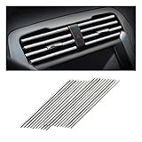 20 Stück Auto-Klimaanlagen-Dekorationsstreifen, Auto-Lüftungsauslass, Chrom, DIY-Zierstreifen, wasserdichte Zierleiste, biegbare Schutzleiste, Auto-Dekor-Zubehör für die meisten Autos (Eissilber)