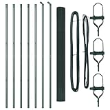 vidaXL Zaunpfosten-Set aus grünem PVC-beschichtetem Stahl mit Netzrolle, 10 x 1,8 m, langlebiges Metall, industrielles Design, für den Außenbereich, Zaunmontage, Gartenpfosten, langlebig