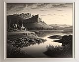 AgaaTi Deko Kunstdrucke Wandbild Leinwandbild Gravur Radierung Landschaft für Heimtextilien 60x90