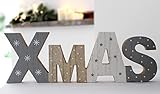 LB H&F Weihnachtsdeko Schriftzug Xmas zum hinstellen Holz Holzaufsteller Weihnachten (Xmas)