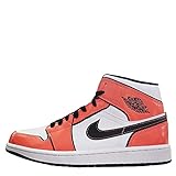 Nike Air Jordan 1 Mid DD6834-802 Herren-Sportschuhe, Orange/Schwarz-Weiß (Turf Orange/Black White), Rasen orange/schwarz-weiß, 43 EU
